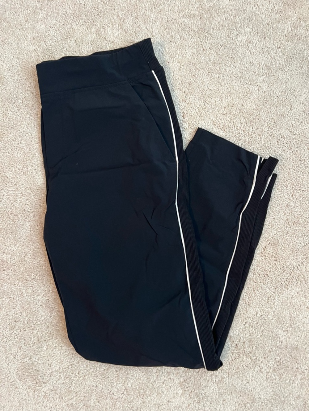 Athleta Black Joggers with White Logo Tab